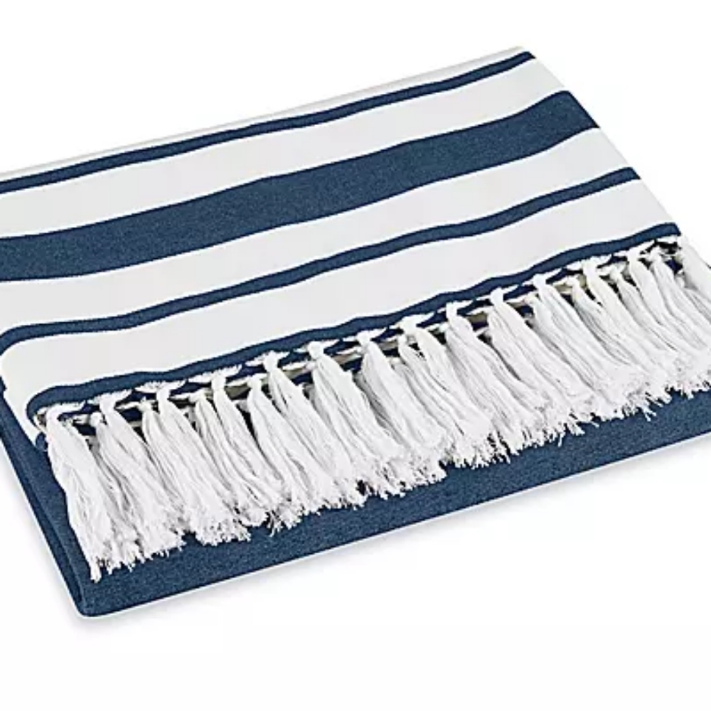 Turkish Beech Towel In Blue And White Color.